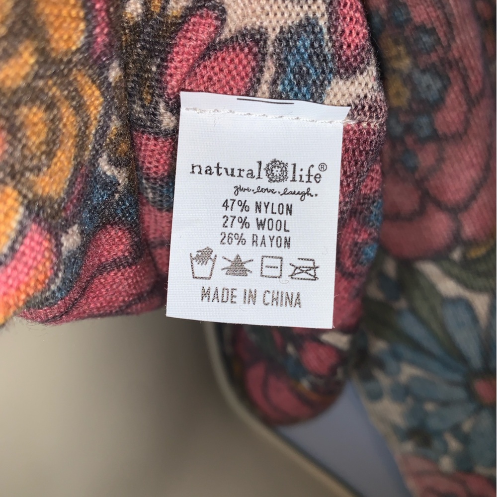NATURAL LIFE Floral Button-Front Cardigan Sweater in Beige, Pink, Green, Gold - Picture 8 of 11